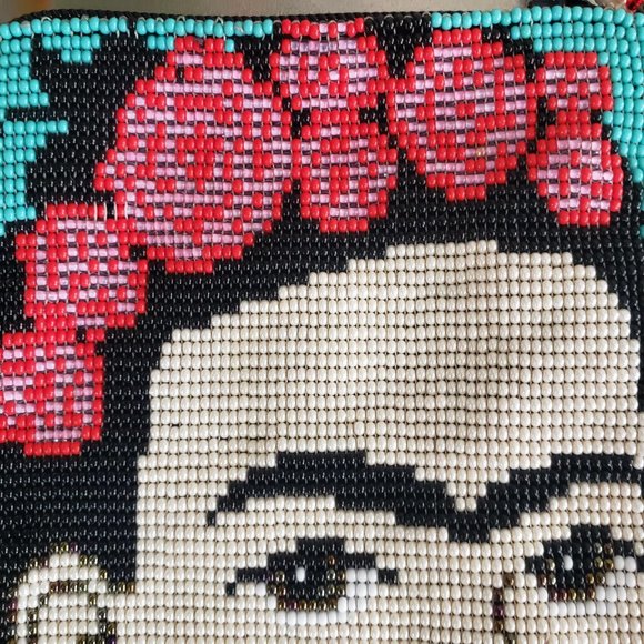 Amazing Frida Kahlo Portrait Beaded Bag Artisan Made in Guatemala NWOT - Picture 13 of 16